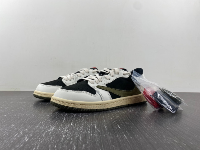 travis scott x air jordan 1 low og ps ''olive'' kids shoes dz5909-106