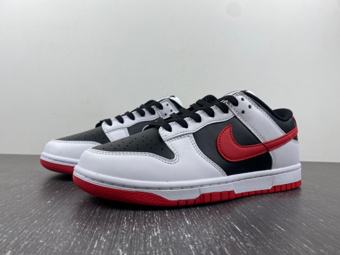 nike dunk low white black university red fd9762-061
