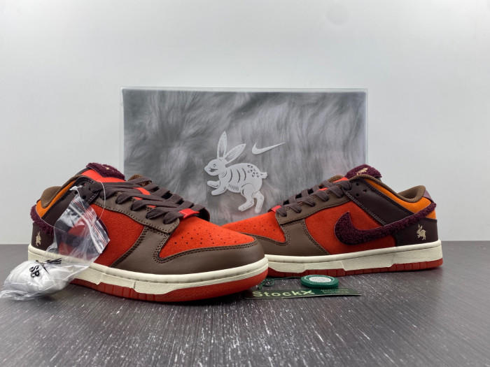 nike dunk low year of the rabbit light crimson fd4203-661