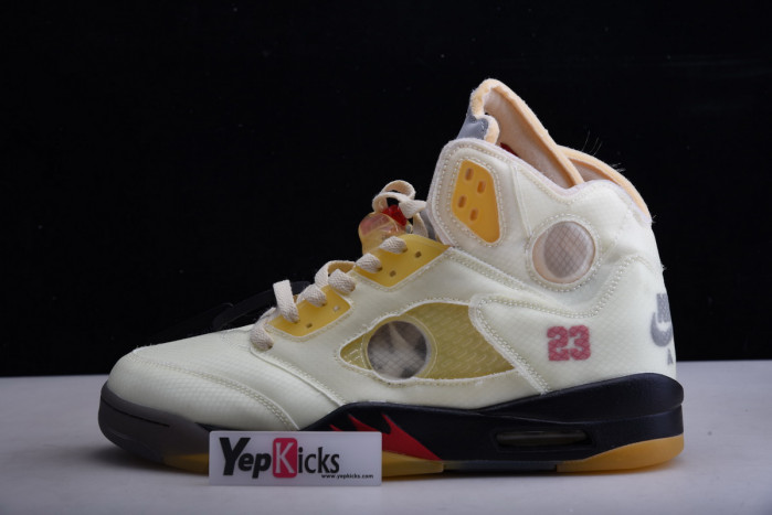 ow x air jordan 5 “sail” dh8565-100