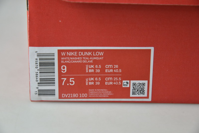 nike dunk low white turquoise dv2190-100