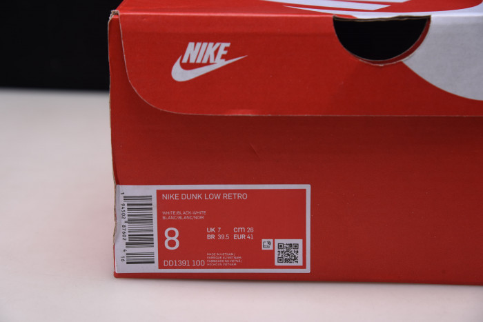 nike dunk low retro white black dd1391-100