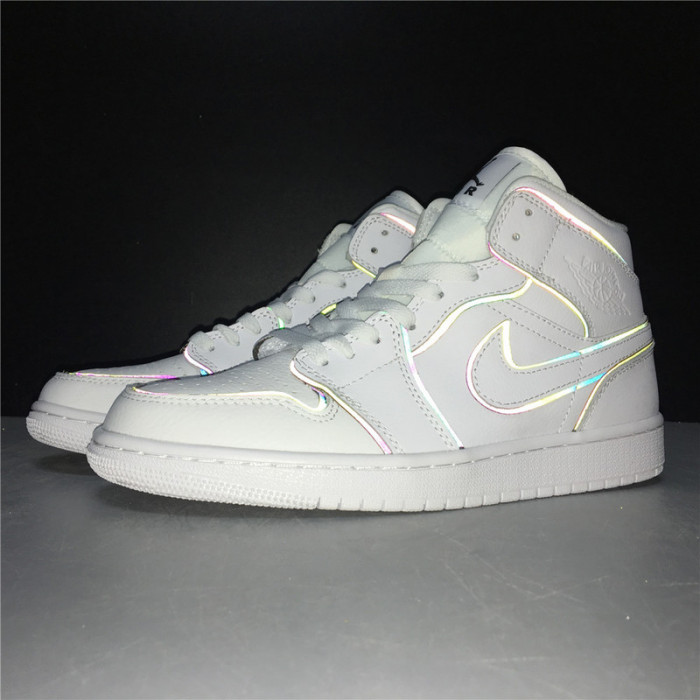 air jordan 1 mid iridescent reflective white ck6587-100