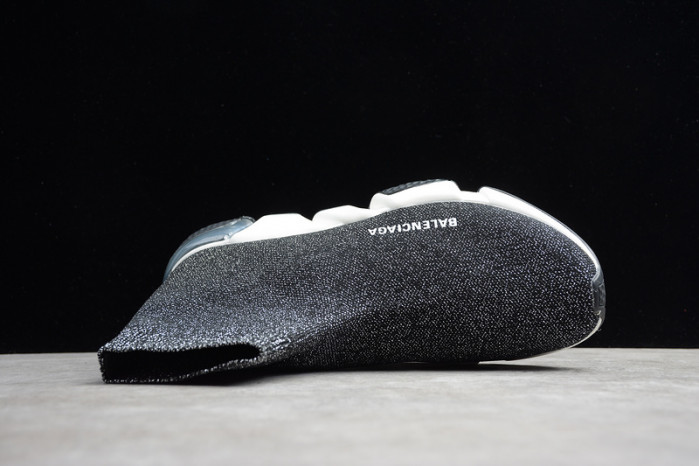 Ba*len*cia*ga speed trainer sneakers black sliver wt-9033