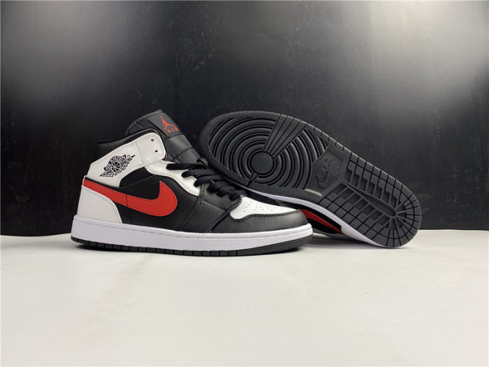 air jordan 1 mid black chile red white 554724-075