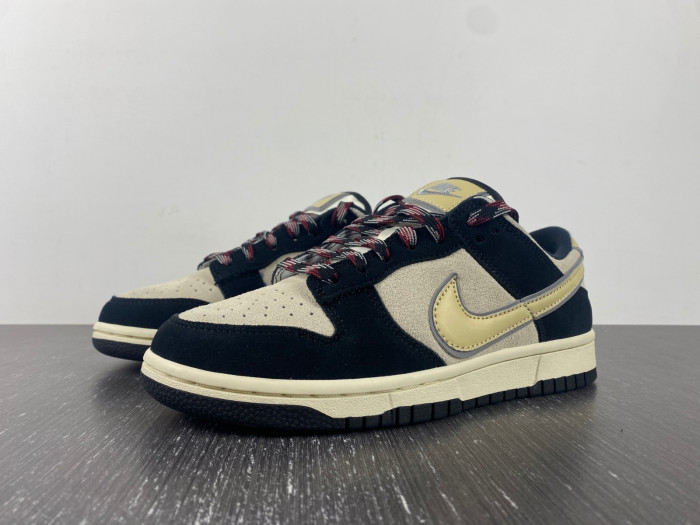 nike dunk low lx black suede team gold dv3054-001