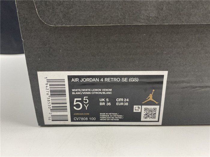 air jordan 4 gs “lemon venom” cv7808-100