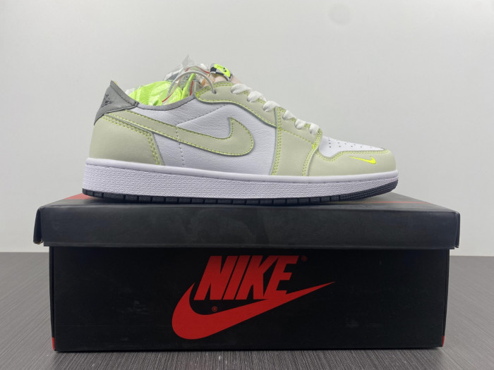 air jordan 1 retro low white ghost green black dm7837-103